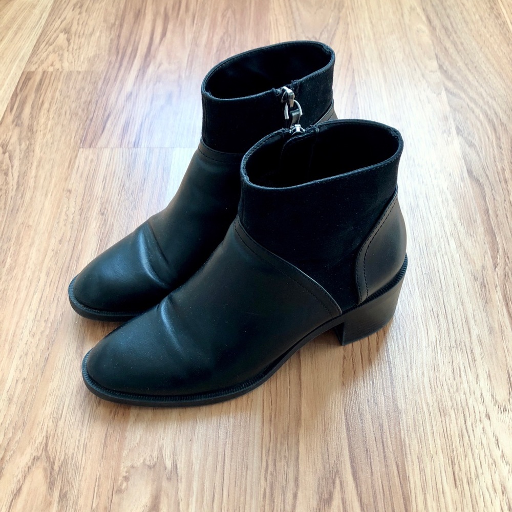 Zara black ankle boots w/block heel